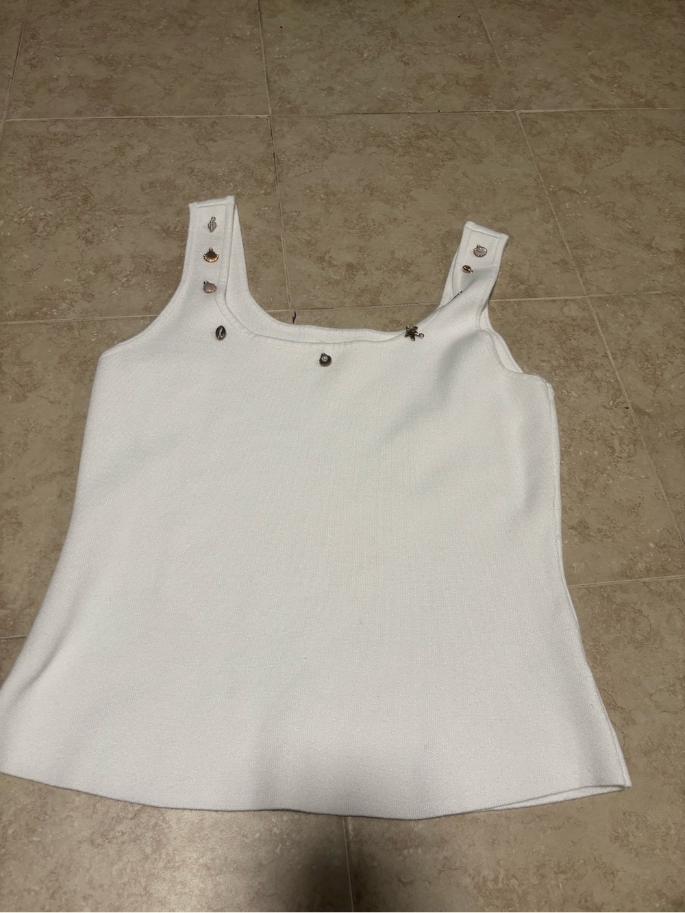 LC Lauren Conrad White Jewel-Accent Knit Tank